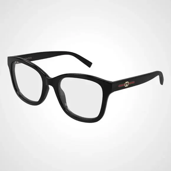 New GUCCI Eyeglasses 53-19-140 Black Square GG Logo Red Green Web Women Rx-able - Picture 1 of 4